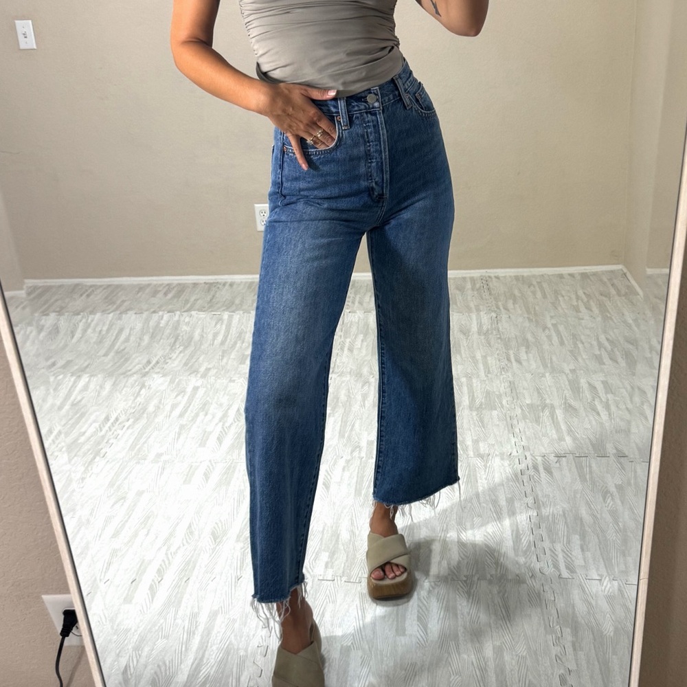 Denim Forum Aritzia Wide Leg Farrah Jeans